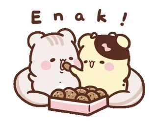 ๐ซ Enak! carino, animali, biscotti, mangiare, orsi whatsapp sticker