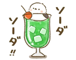 🦜 ソーダ Soda, Bebida, Pássaro, Fofo, Refrigerante telegram sticker
