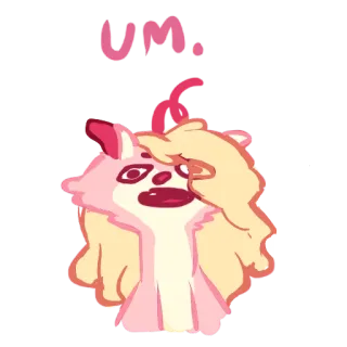 😶 UM. hum, desenho animado, fofo, engraçado, rosa whatsapp sticker