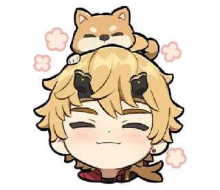 🌸 Thoma Genshin Impact video game, anime, dog, cute, pet telegram sticker