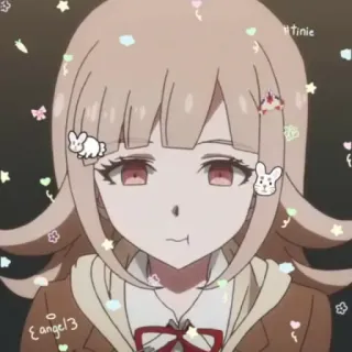 😕 Chiaki Nanami Danganronpa อนิเมะ, วิดีโอเกม, คาวาอิ, น่ารัก, ตัวละคร telegram sticker