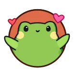 ☺️ katak, lucu, hati, binatang, kawaii, hijau whatsapp sticker