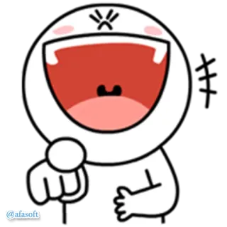 😃 การ์ตูน, ตัวละคร, ชี้, โกรธ telegram sticker
