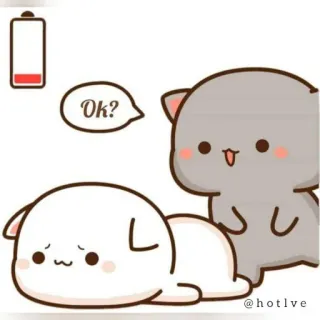 ☺ Ok? cats, cute, battery, sad, question, peach cat telegram sticker