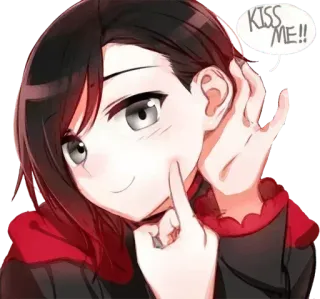 😘 KISS ME!! cartoon, anime, kiss, girl, red, cute, request telegram sticker