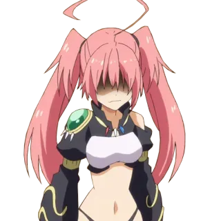 😠 Milim Nava That Time I Got Reincarnated as a Slime Anime, Reencarnado en slime, Milim Nava, Señor demonio, pelo rosa whatsapp sticker