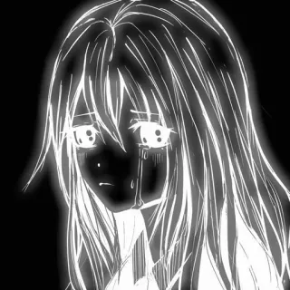 💓 动漫, 女孩, 哭泣, 悲伤, 发光, 黑白, 漫画 telegram sticker
