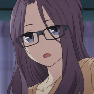 😯 Anime-Mädchen, Brille, Charakter, Porträt, Frau, Cartoon, Mädchen telegram sticker