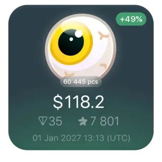 👁 +49%
60 445 pcs
$118.2
357 801
01 Jan 2027 13:13 (UTC) telegram sticker