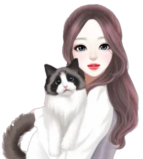 😍 chica, gato, lindo, anime, arte digital whatsapp sticker