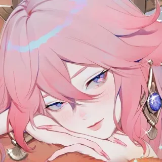 🌸 Yae Miko Genshin Impact Anime, Genshin Impact, Yae Miko, Personnage, Jeu vidéo, Cheveux roses whatsapp sticker