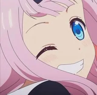 💖 Chika Fujiwara Kaguya-sama: Love Is War Аниме, Чика Фудзивара, Кагуя-сама: Любовь – это война, Розовые волосы, Милый, Улыбается, Персонаж telegram sticker