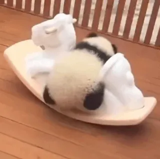 🐼 Panda, Animal, Lindo, Caballo balancín, Panda bebé telegram sticker