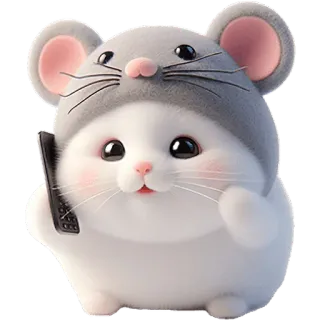 📱 น่ารัก, การ์ตูน, สัตว์, หนู, หมวก, น่าเอ็นดู whatsapp sticker