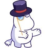 👌 Moomin มูมิน, หมวกทรงสูง, แว่นตาข้างเดียว, ตัวละคร, การ์ตูน telegram sticker