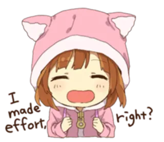 ✊ I made effort right? Anime, niedlich, kawaii, Katze, Hoodie, aufgeregt telegram sticker