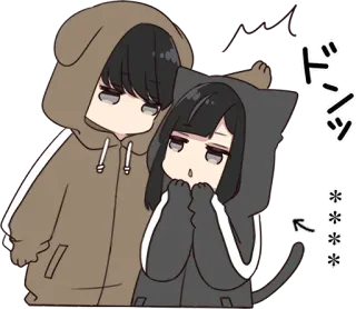 🧁 ドスッ
*** Anime, Chat, Chien, Sweat à capuche, Censuré, Mignon, Manga telegram sticker