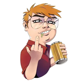 🖕 doigt d'honneur, offensant, impoli, homme, bière, boire whatsapp sticker