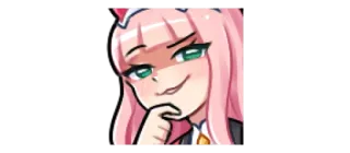🤔 Zero Two Darling in the Franxx Anime, arrogant, pinke Haare, Zero Two telegram sticker