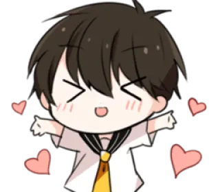 ❤ chibi, anime, kawaii, cute, hearts, cartoon, happy whatsapp sticker