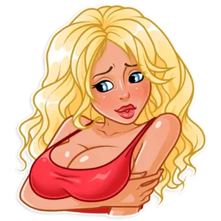 ☺️ mujer, rubia, dibujos animados, personaje, pegatina whatsapp sticker