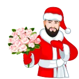 💐 santa, christmas, man, flowers, bouquet, gift, celebration telegram sticker