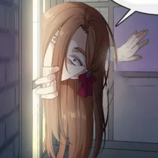 👗 chica, ventana, pelo, siniestro, anime, manga telegram sticker