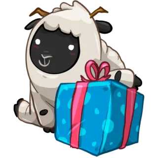 🎁 동물, 양, 선물, 선물, 귀여운 telegram sticker