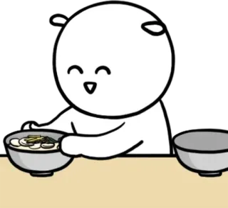 💬 만화, 귀여운, 음식, 먹기, 아시아 음식, 그릇 whatsapp sticker