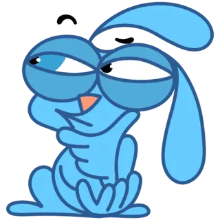 🤔 dibujos animados, conejo, conejo, animal, azul, personaje, gracioso telegram sticker