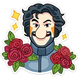 💐 autocollant, dessin animé, personnage, roses, fleurs telegram sticker
