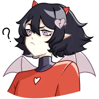 😒 anime girl, devil, heart, cartoon, emote, sticker telegram sticker