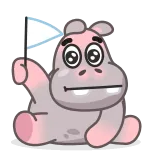 🥺 гиппопотам, мультфильм, животное, мир, белый флаг, милый, каваий telegram sticker