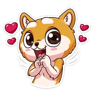 😍 fofo, cachorro, corações, adorável, kawaii, desenho animado, amor, animal de estimação telegram sticker