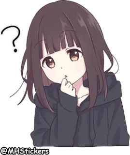 🤔 @MHStickers anime, garota, fofa, ponto de interrogação, adesivo telegram sticker