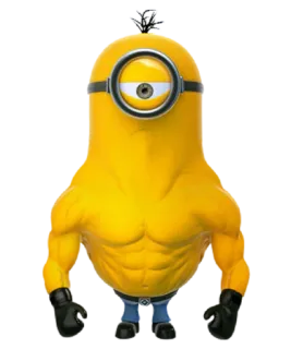 💪 Minion Minion, Cartone animato, Muscoli, Divertente, Personaggio telegram sticker