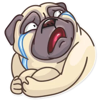 😭 pug, cachorro, triste, chorando, lágrimas, emoção telegram sticker