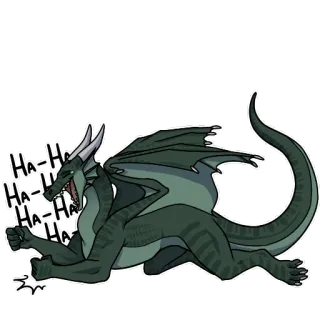 🤣 HA-HA-HA-HA dragão, rindo, engraçado, réptil, fantasia telegram sticker