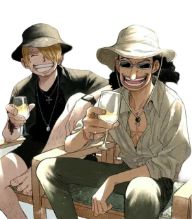 🥂 Sanji One Piece anime, characters, drinking, summer, vacation telegram sticker