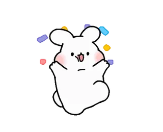 🥳 hoạt hình, nhãn dán, dễ thương, động vật, thỏ whatsapp sticker