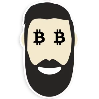 😃 bitcoin, cripto, criptovaluta, barba, uomo, finanziario telegram sticker