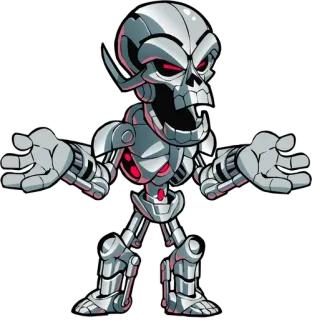 🤷‍♂️ robot, squelette, futuriste, métallique, androïde, intelligence artificielle whatsapp sticker