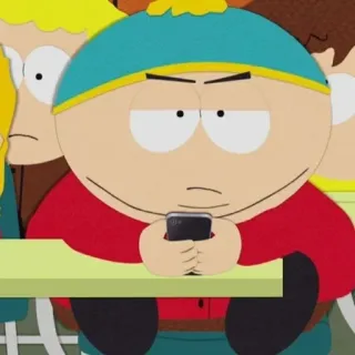 😒 Eric Cartman South Park cartone animato, animazione, commedia, satira, telefono, Eric Cartman, South Park telegram sticker