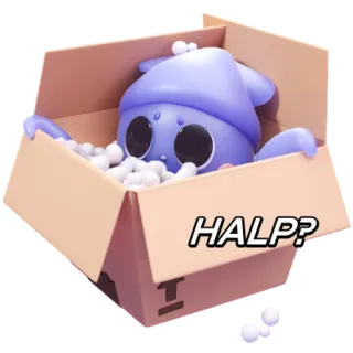 🥺 HALP? Desenho animado, Fofo, Caixa, Ajuda, Triste, Caprichoso, Personagem whatsapp sticker