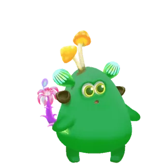 😱 Cartone animato, Personaggio, Verde, Mostro, Fungo, Carino telegram sticker