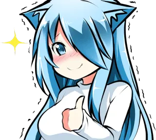 👍 Anime, Słodkie, Dziewczyna, Kciuk w górę, Kawaii, Postać telegram sticker