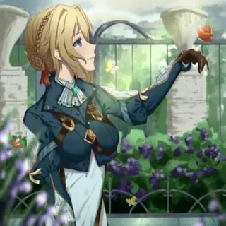 ☺️ Violet Evergarden anime, flowers, butterflies, garden telegram sticker