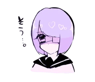 😶 Dark Dream Anime, Manga, Süß, Charakter, Mädchen, Lila, Herzen whatsapp sticker
