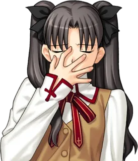 😞 Rin Tohsaka Fate/stay night Anime, Personaje, Rin Tohsaka, Facepalm, Fate/stay night whatsapp sticker