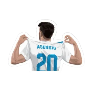 🤍 ASENSIO
20 fútbol, jugador, fútbol, deportes, camiseta, Real Madrid, España whatsapp sticker